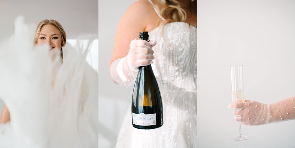 Champagne and dress prop shots