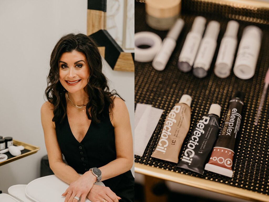 Flatlay of Amanda’s cosmetic products and skincare items for sale