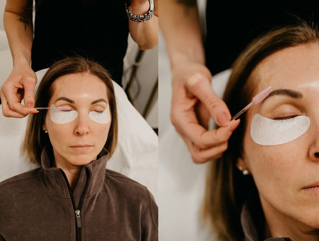 Lash lift service in progress at Amanda’s esthetics studio