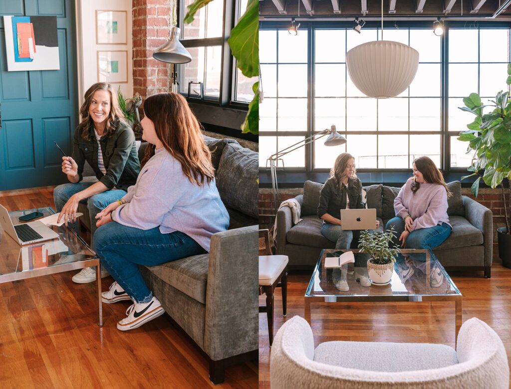 Candid coaching-style image in front of windows – branding photos for creative entrepreneurs