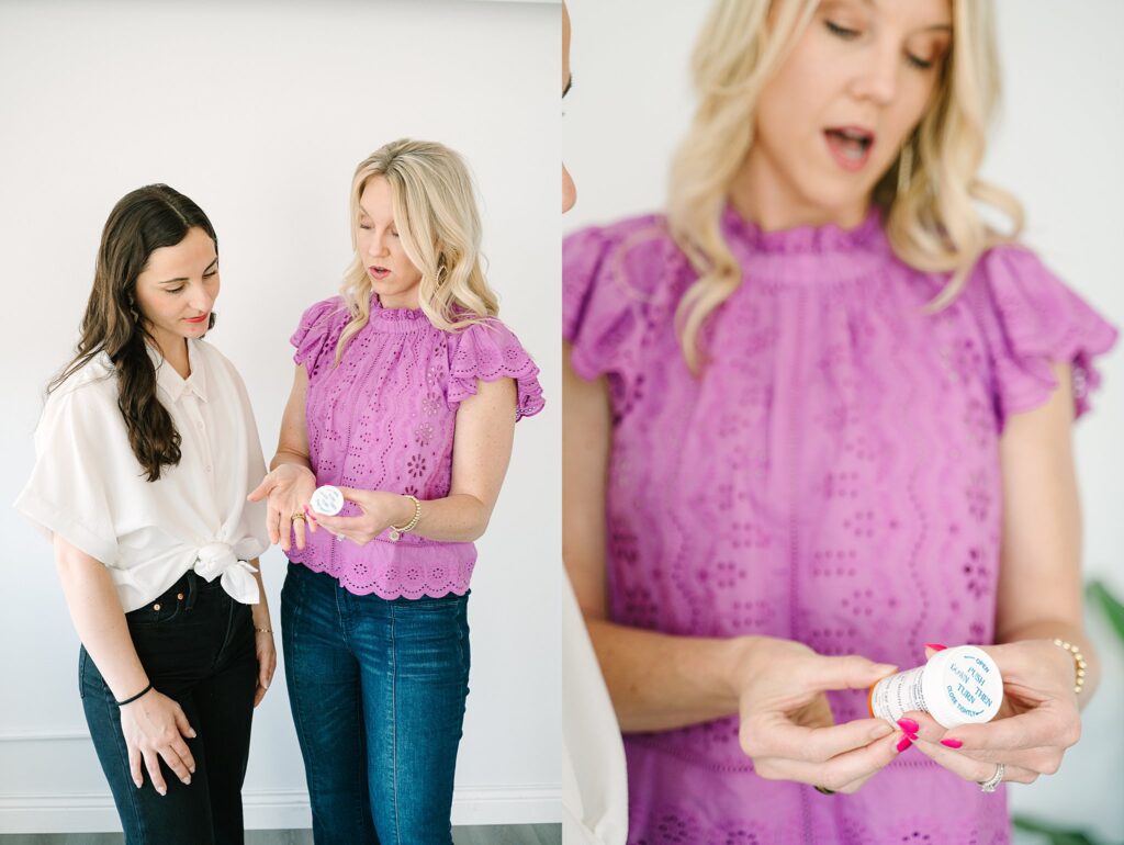 Wellness provider chatting with client during mock consult – natural lifestyle brand photography