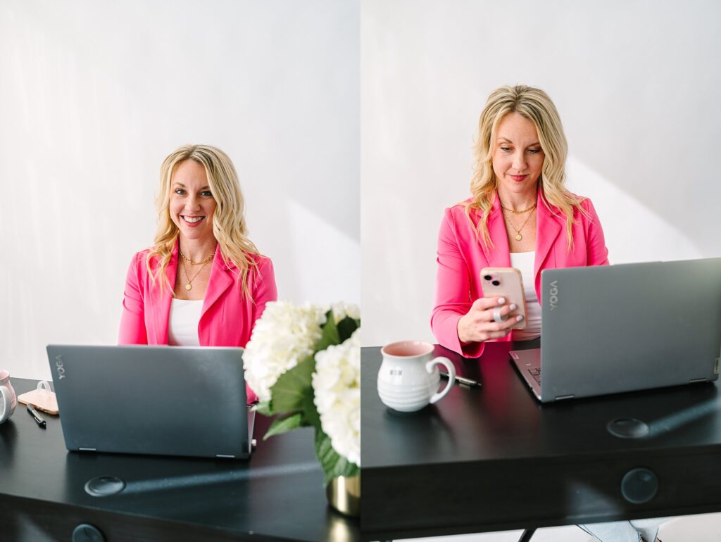 Functional medicine practitioner working on laptop – brand photo for health coach