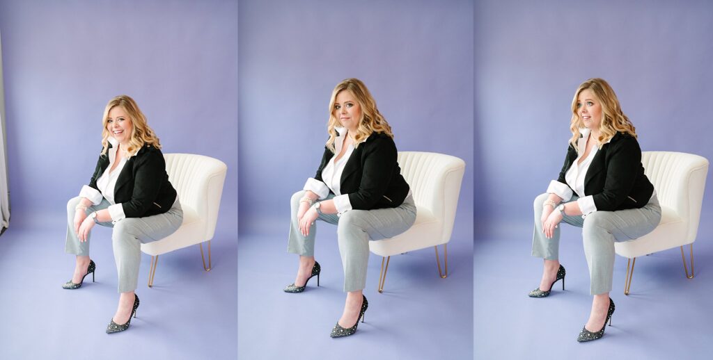 Confident portrait in brand colors – luxury brand photos for financial expert