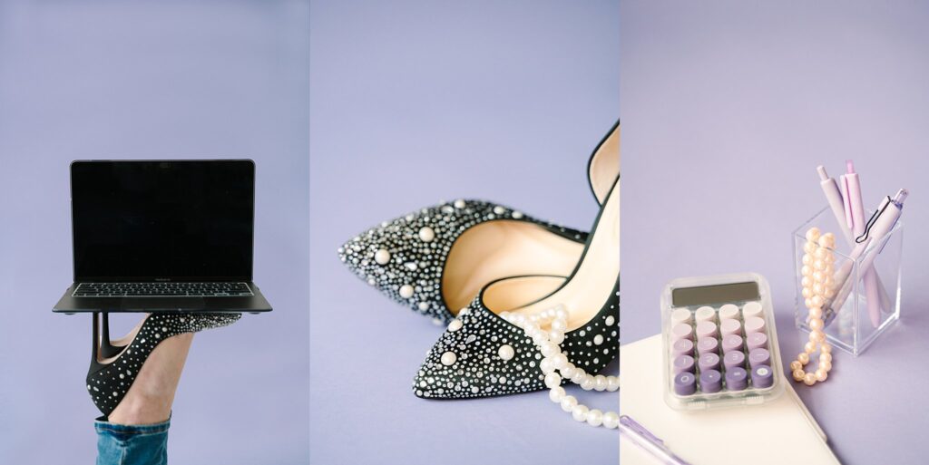 Wealth management feminine branding shoot props