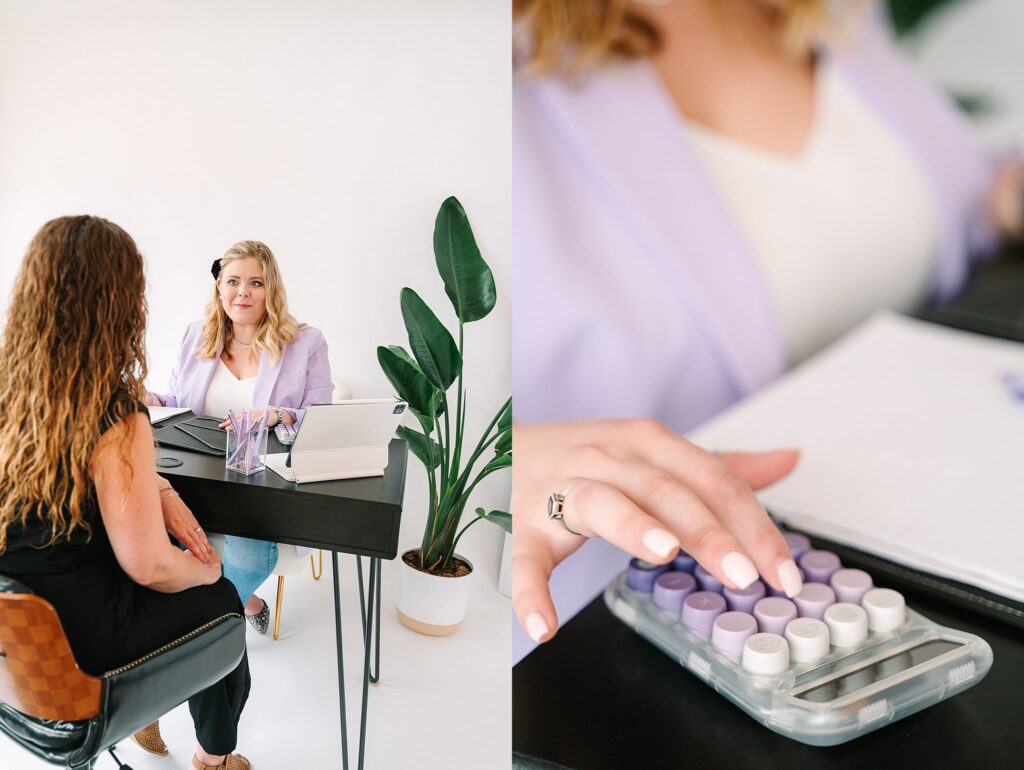Brand photo of advisor reviewing documents with client – modern wealth management